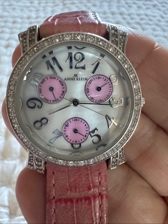 Anne Klein Accessories - Anne Klein Pink Croc-Pattern Leather Strap Watch with Crystal Bezel